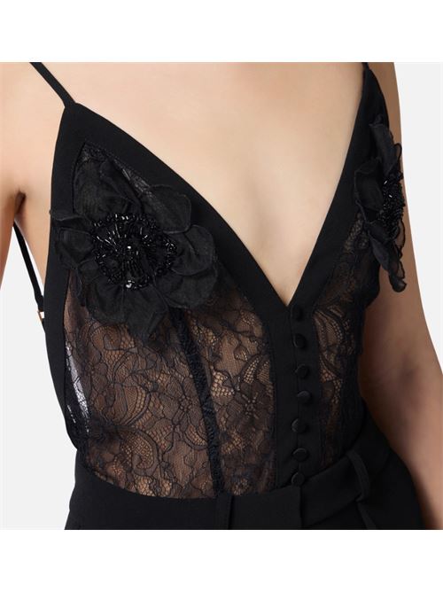 JUMPSUIT WITH FLORAL EMBROIDERIES ELISABETTA FRANCHI | TU04952E2110 NERO